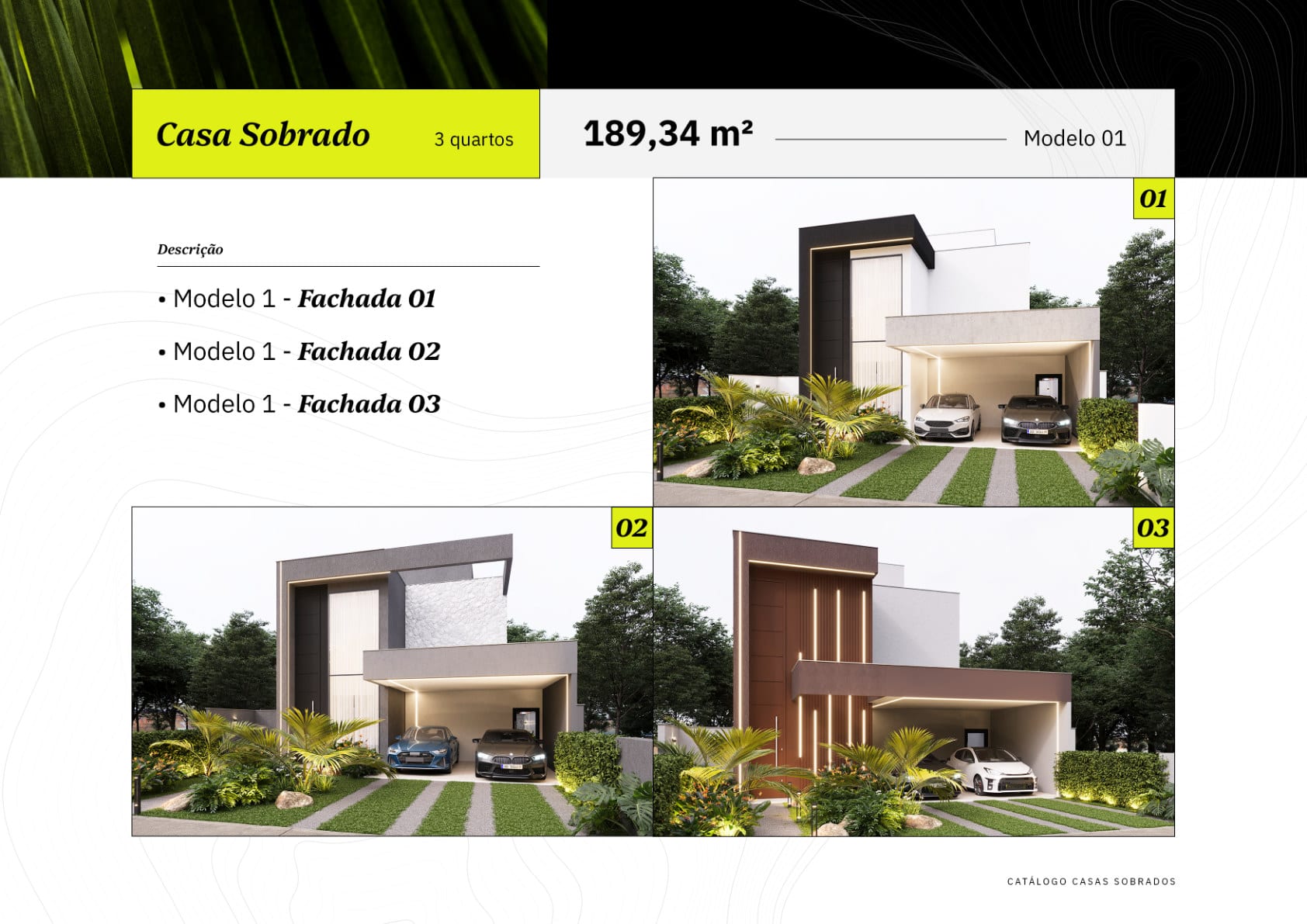 LIFA Aura sobrados — opções de fachada modelo 01 (catálogo PDF, Grupo Binc)